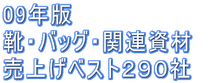 09年版 靴・バッグ・関連資材 売上げベスト290社